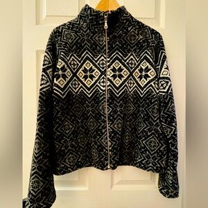 Fleece Canadian BC Clothing Soft Zip Up Jacket -Black/Beige/Grey Apres Ski